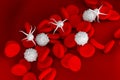 Platelet thrombocyte with red and white blood cells 3d illustration Royalty Free Stock Photo